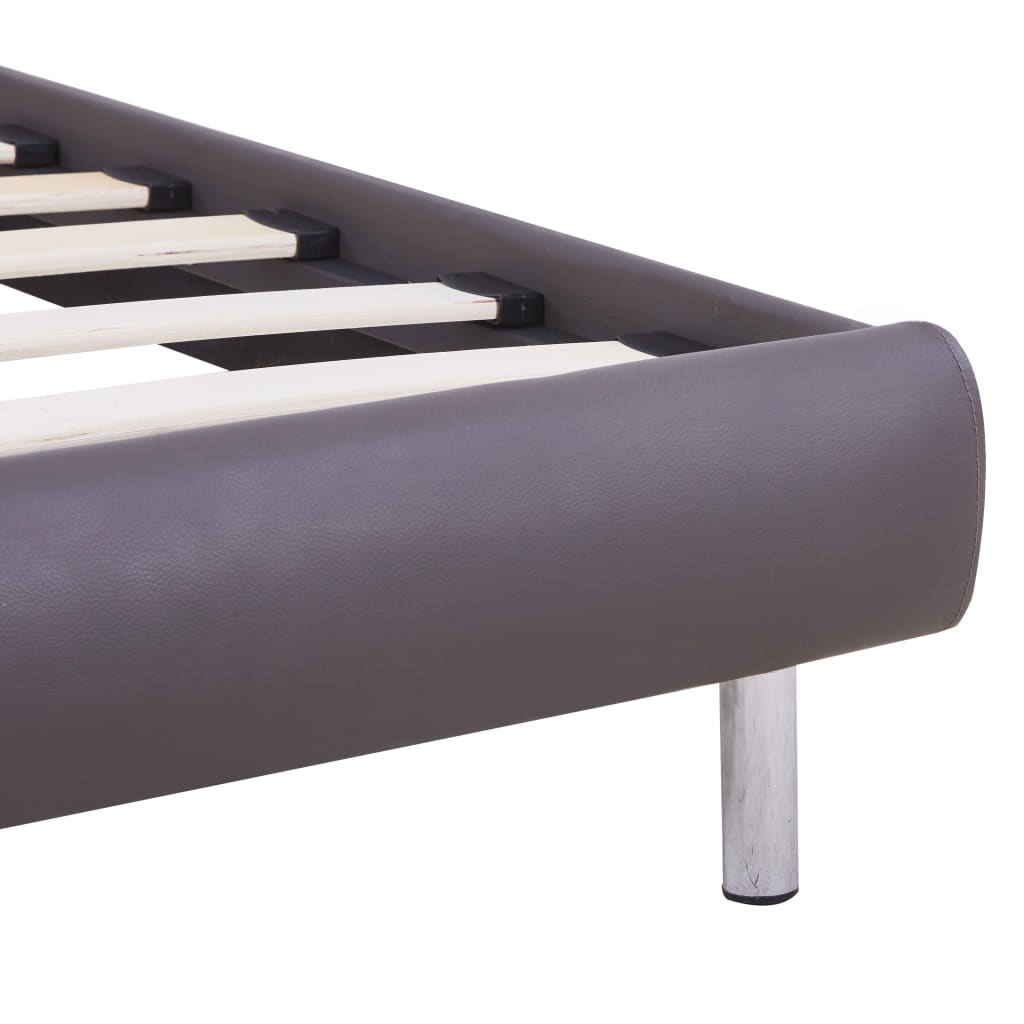 Bedframe met LED kunstleer grijs 90x200 cm is nu te koop bij PeponiXL, paradijselijk wonen!