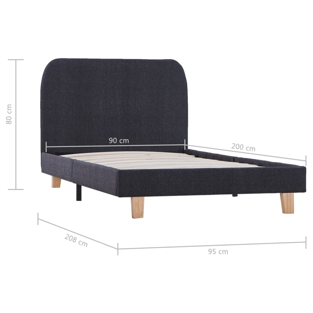Bedframe stof donkergrijs 90x200 cm is nu te koop bij PeponiXL, paradijselijk wonen!