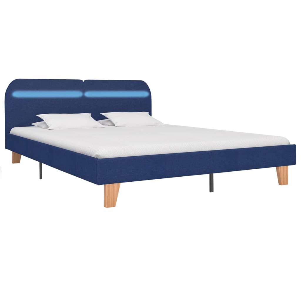 Bedframe met LED stof blauw 160x200 cm is nu te koop bij PeponiXL, paradijselijk wonen!