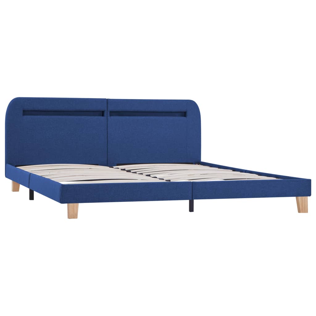 Bedframe met LED stof blauw 160x200 cm is nu te koop bij PeponiXL, paradijselijk wonen!