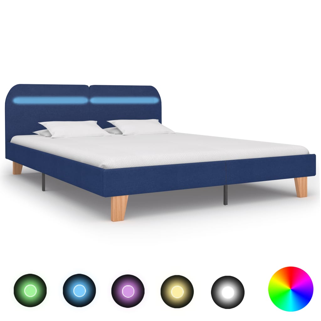 Bedframe met LED stof blauw 180x200 cm is nu te koop bij PeponiXL, paradijselijk wonen!