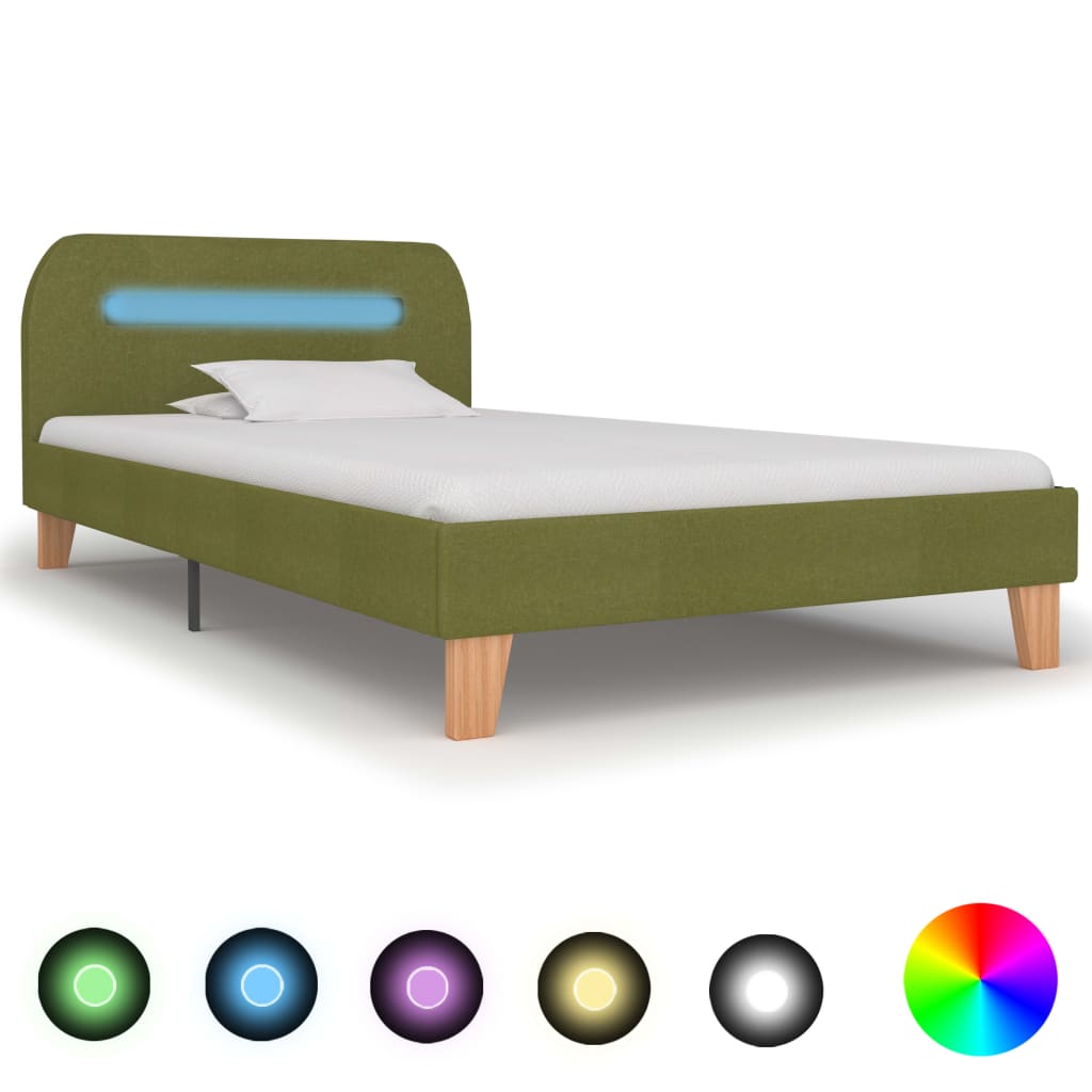 Bedframe met LED stof groen 90x200 cm is nu te koop bij PeponiXL, paradijselijk wonen!