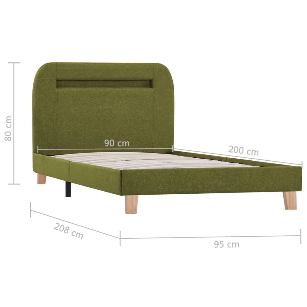 Bedframe met LED stof groen 90x200 cm is nu te koop bij PeponiXL, paradijselijk wonen!