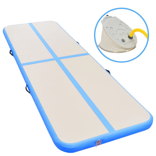 Gymnastiekmat met pomp opblaasbaar 600x100x10 cm PVC blauw is nu te koop bij PeponiXL, paradijselijk wonen!