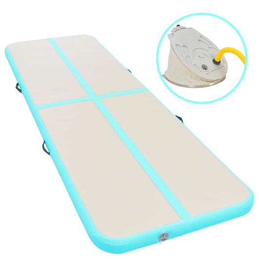 Gymnastiekmat met pomp opblaasbaar 800x100x10 cm PVC groen is nu te koop bij PeponiXL, paradijselijk wonen!