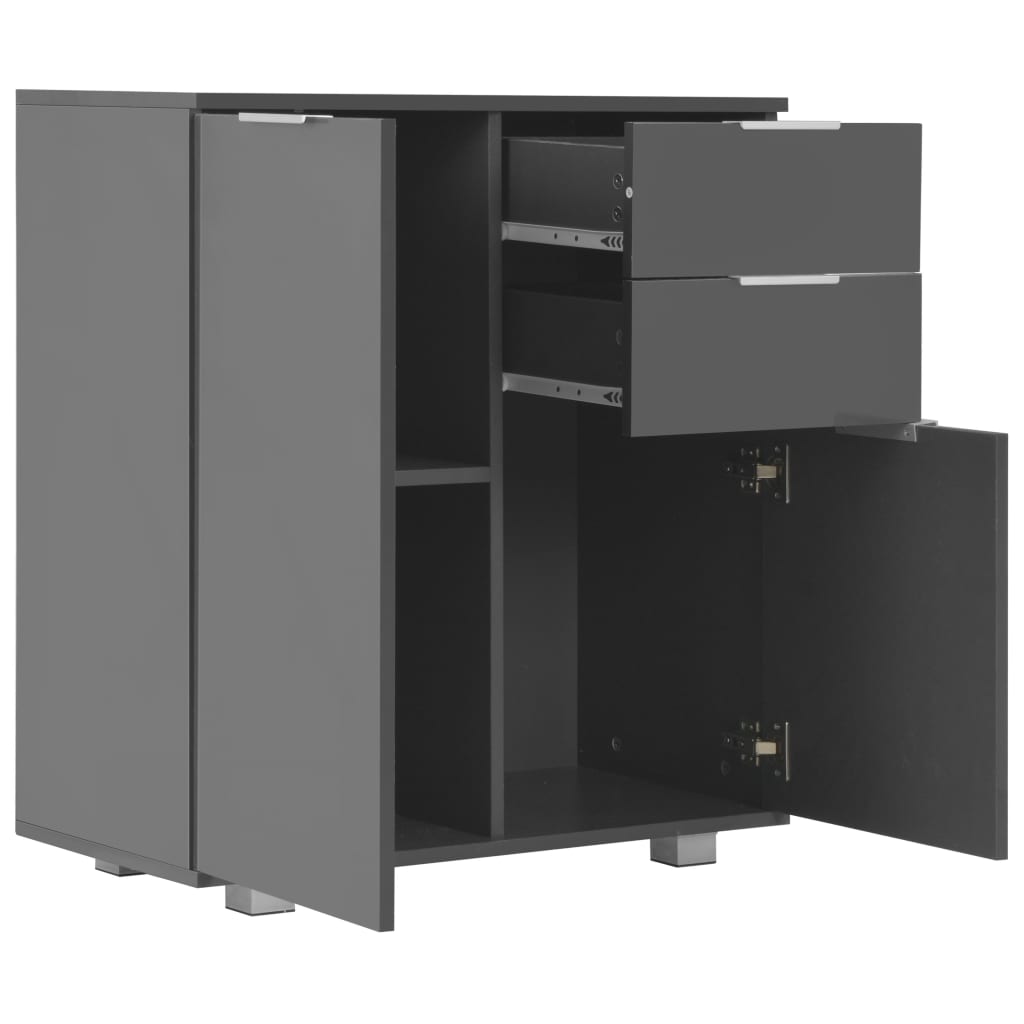 Dressoir 71x35x80 cm spaanplaat hoogglans grijs is nu te koop bij PeponiXL, paradijselijk wonen!