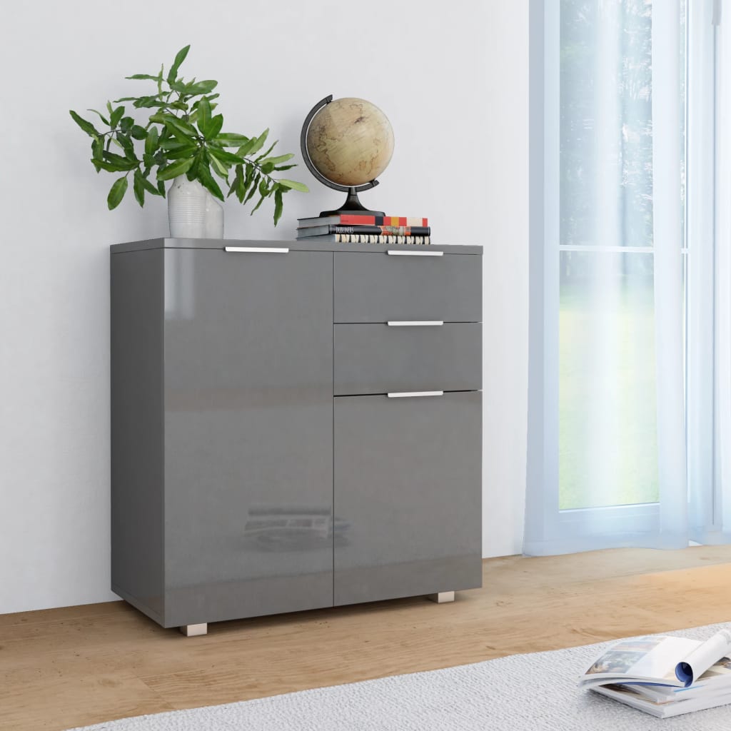 Dressoir 71x35x80 cm spaanplaat hoogglans grijs is nu te koop bij PeponiXL, paradijselijk wonen!