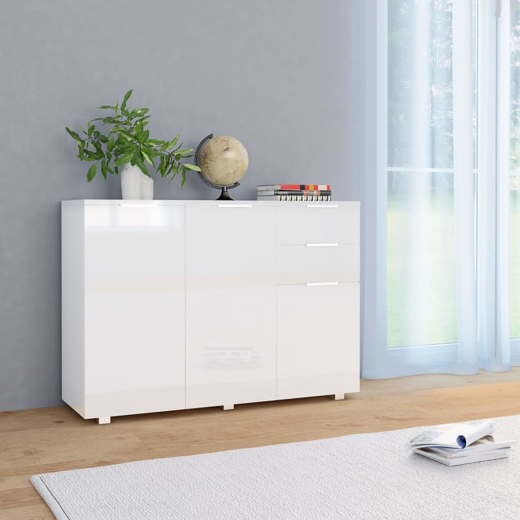 Dressoir 107x35x80,5 cm hoogglans wit is nu te koop bij PeponiXL, paradijselijk wonen!