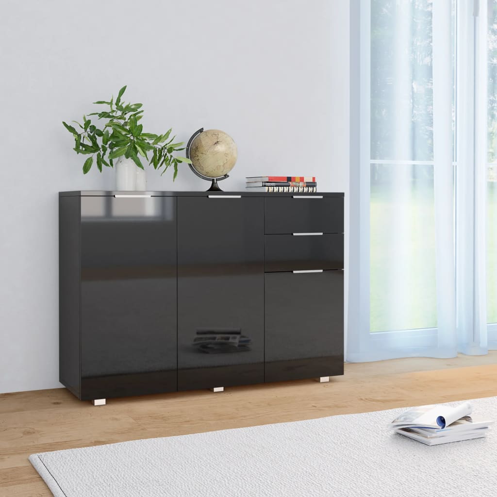Dressoir 107x35x80,5 cm hoogglans zwart is nu te koop bij PeponiXL, paradijselijk wonen!