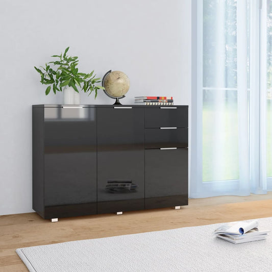 Dressoir 107x35x80,5 cm hoogglans zwart is nu te koop bij PeponiXL, paradijselijk wonen!