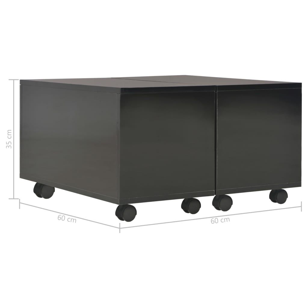 Salontafel 60x60x35 cm bewerkt hout hoogglans zwart is nu te koop bij PeponiXL, paradijselijk wonen!
