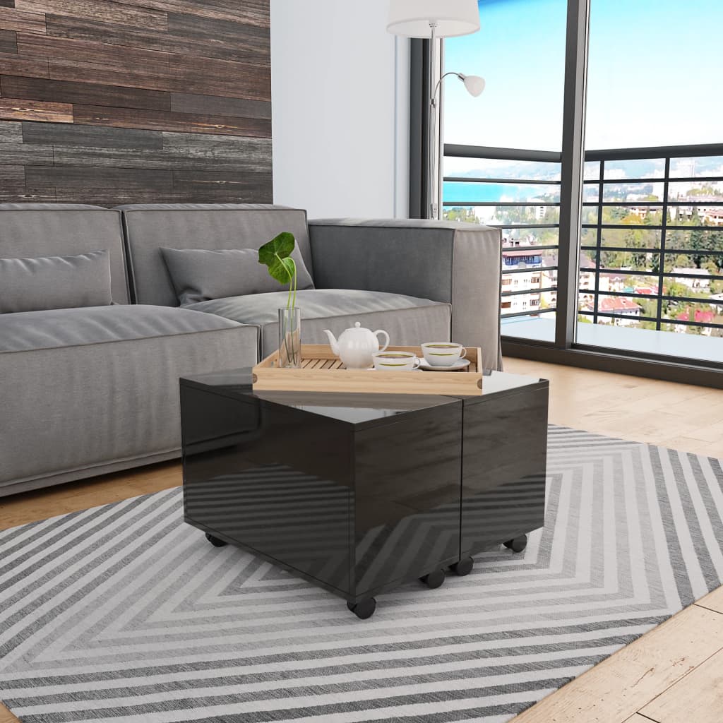 Salontafel 60x60x35 cm bewerkt hout hoogglans zwart is nu te koop bij PeponiXL, paradijselijk wonen!