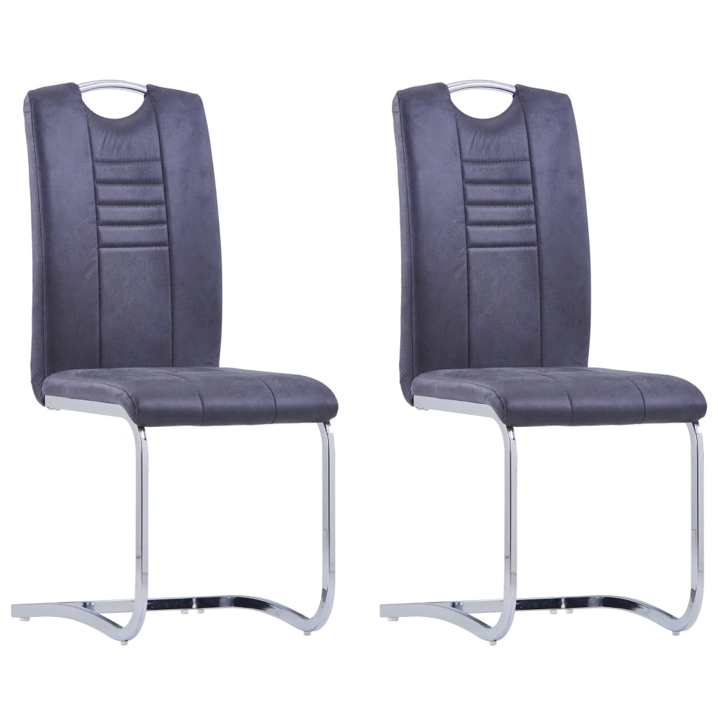 Eetkamerstoelen 2 st kunstsuède grijs is nu te koop bij PeponiXL, paradijselijk wonen!
