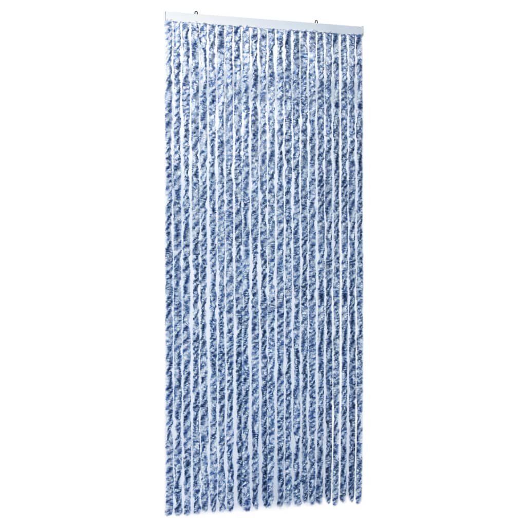 Vliegengordijn 100x220 cm chenille blauw, wit en zilver is nu te koop bij PeponiXL, paradijselijk wonen!