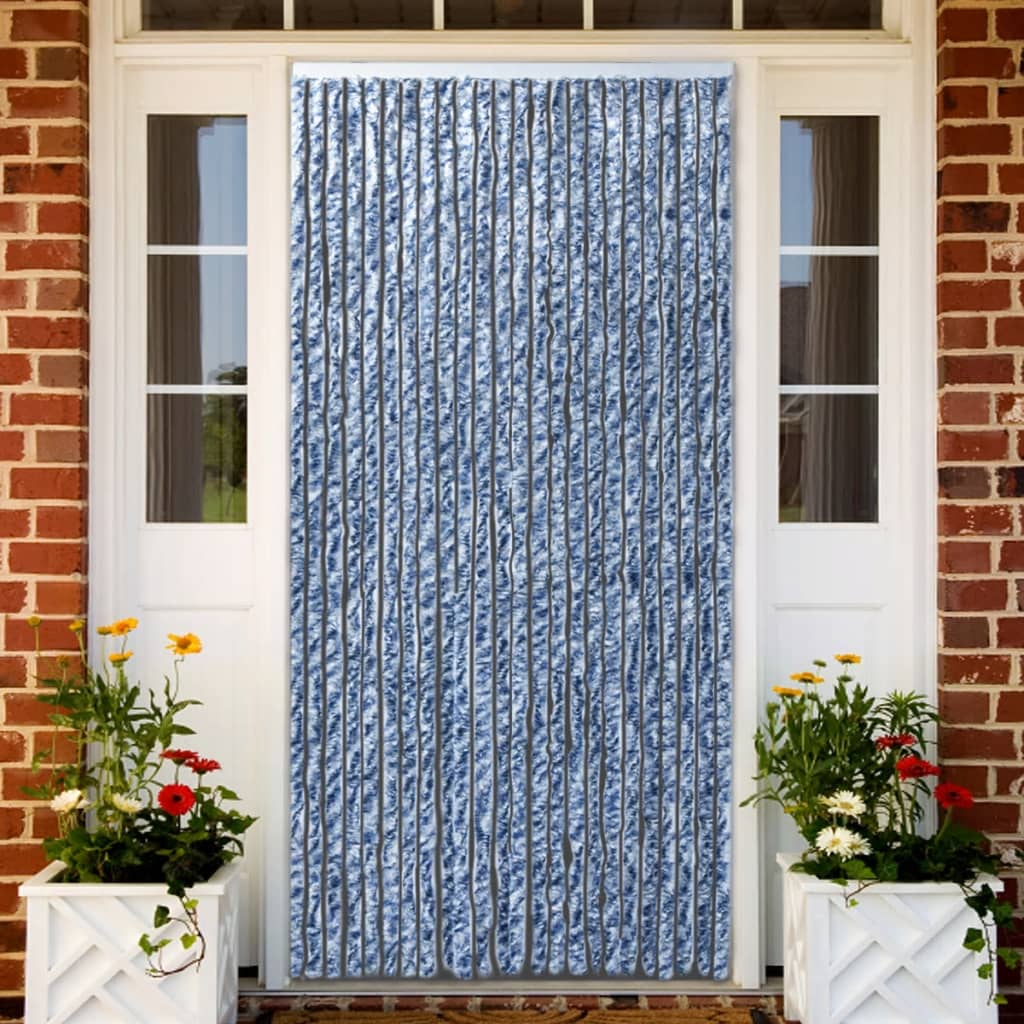 Vliegengordijn 100x220 cm chenille blauw, wit en zilver is nu te koop bij PeponiXL, paradijselijk wonen!