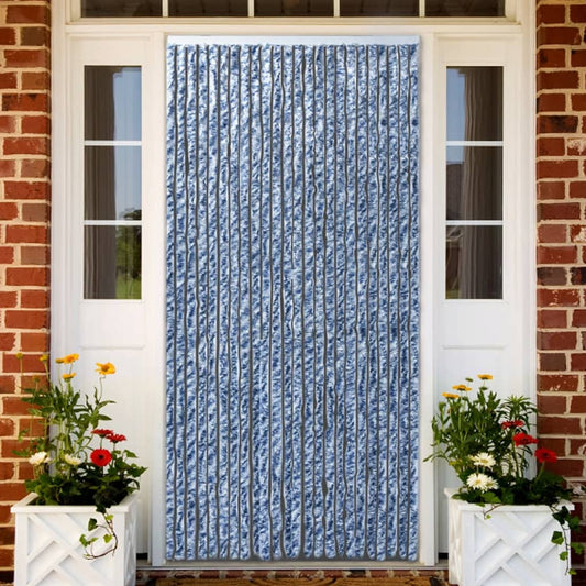 Vliegengordijn 100x220 cm chenille blauw, wit en zilver is nu te koop bij PeponiXL, paradijselijk wonen!