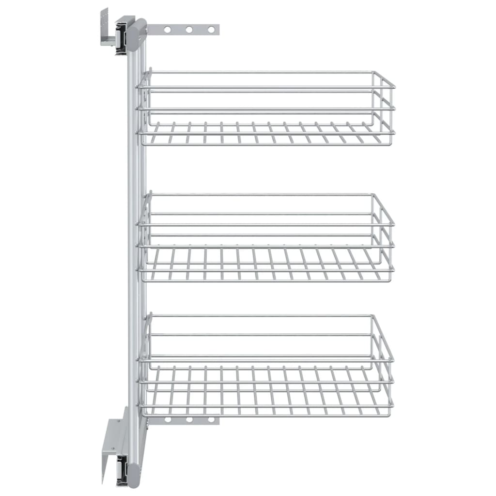 Draadmand keuken uittrekbaar 3-laags 47x35x56 cm zilverkleurig is nu te koop bij PeponiXL, paradijselijk wonen!