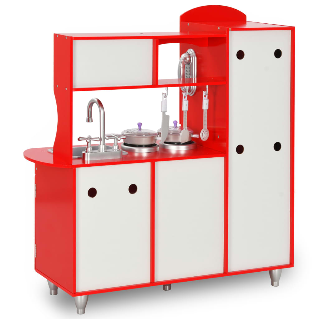 Kinderspeelkeuken 84x31x89 cm MDF rood is nu te koop bij PeponiXL, paradijselijk wonen!