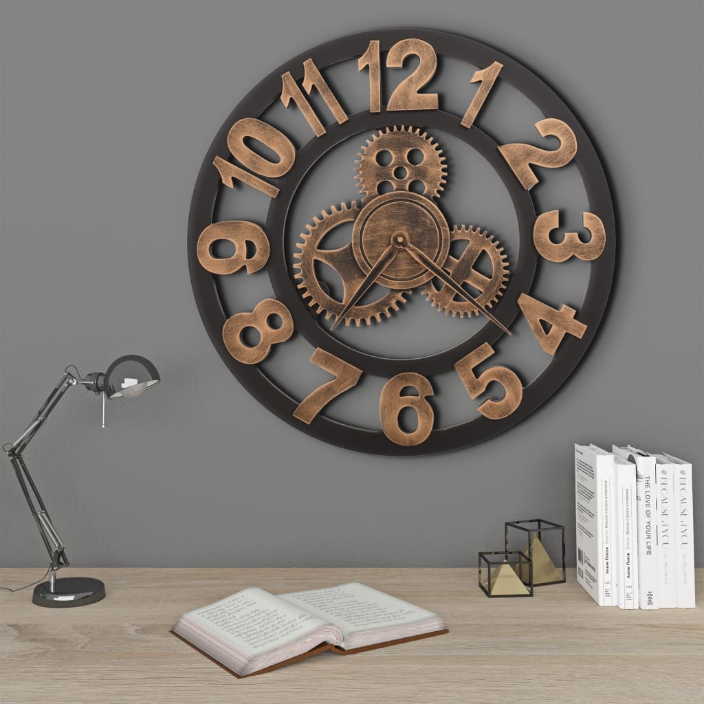 Wandklok 58 cm metaal goudkleurig en zwart is nu te koop bij PeponiXL, paradijselijk wonen!