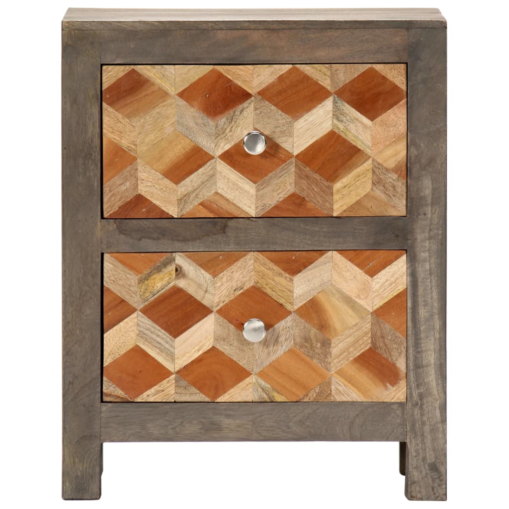 Nachtkastje 40x30x50 cm massief mangohout grijs is nu te koop bij PeponiXL, paradijselijk wonen!