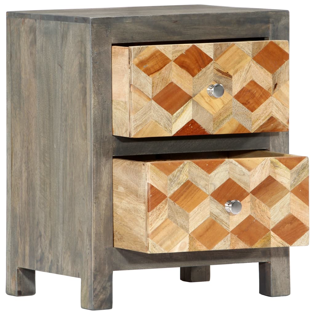 Nachtkastje 40x30x50 cm massief mangohout grijs is nu te koop bij PeponiXL, paradijselijk wonen!