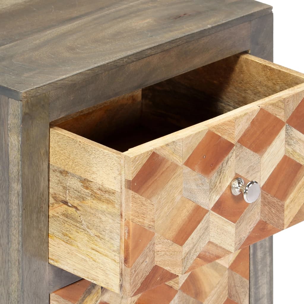 Nachtkastje 40x30x50 cm massief mangohout grijs is nu te koop bij PeponiXL, paradijselijk wonen!