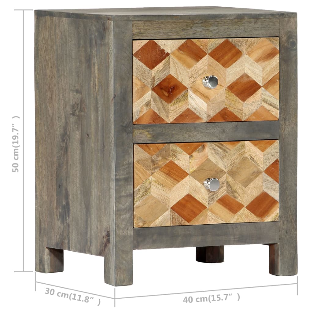 Nachtkastje 40x30x50 cm massief mangohout grijs is nu te koop bij PeponiXL, paradijselijk wonen!