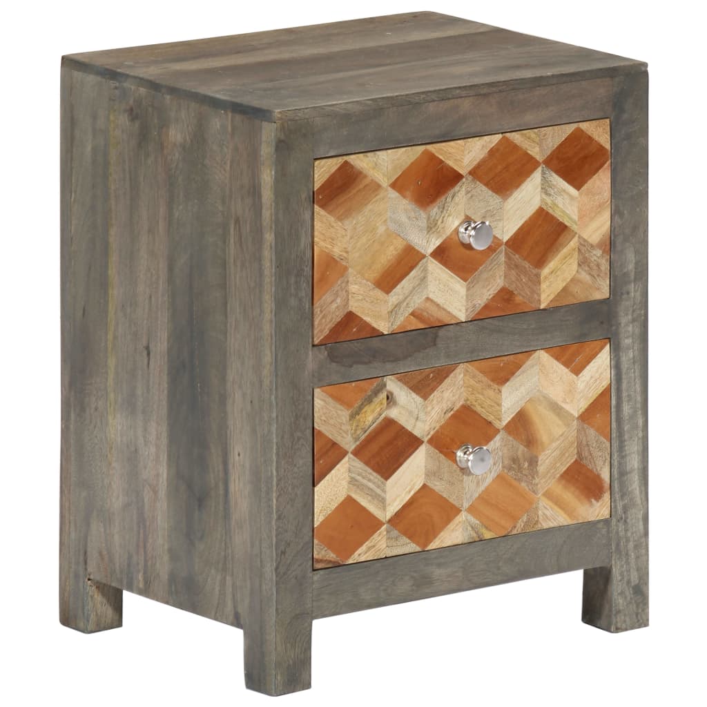 Nachtkastje 40x30x50 cm massief mangohout grijs is nu te koop bij PeponiXL, paradijselijk wonen!