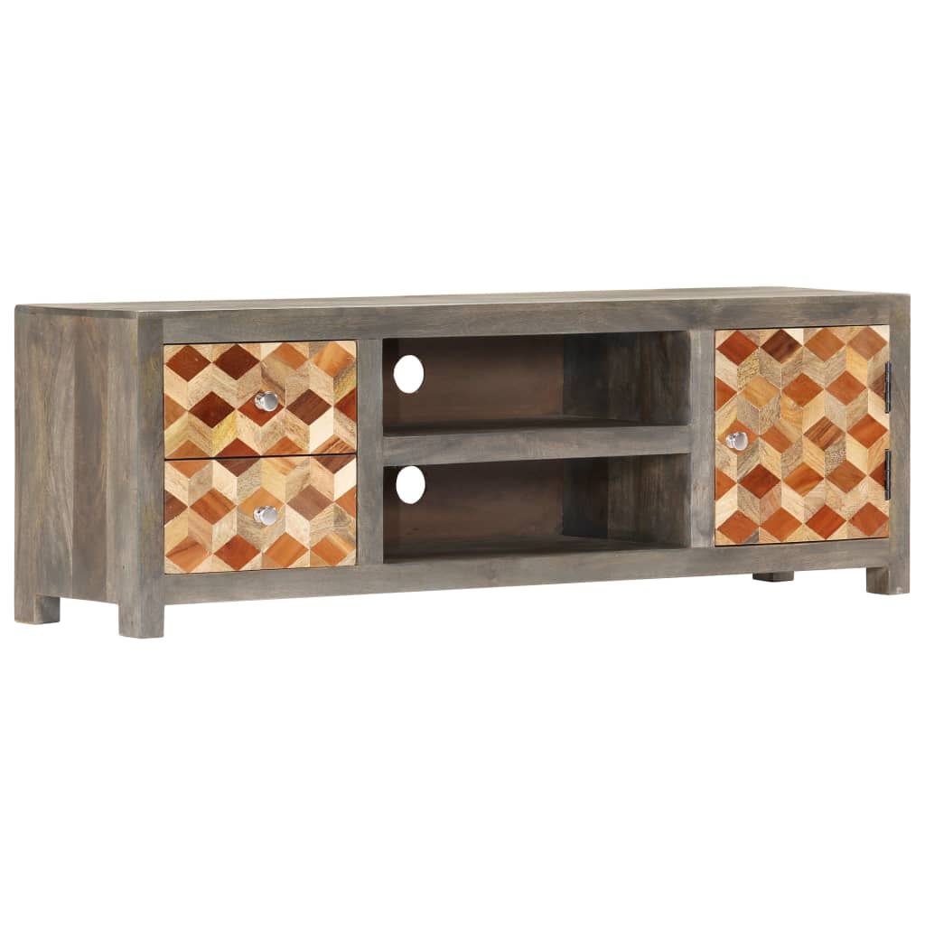 Tv-meubel 120x30x40 cm massief mangohout grijs is nu te koop bij PeponiXL, paradijselijk wonen!
