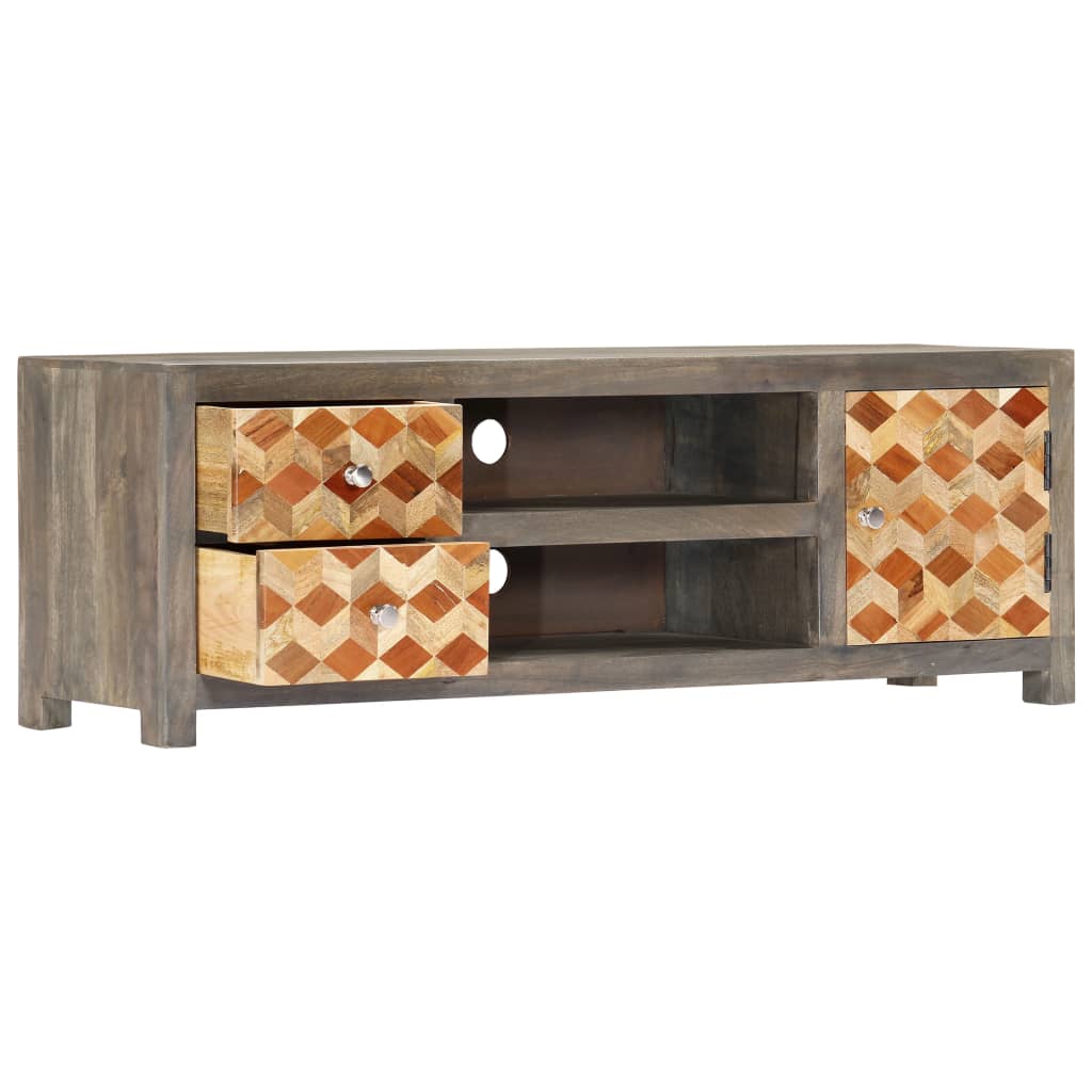 Tv-meubel 120x30x40 cm massief mangohout grijs is nu te koop bij PeponiXL, paradijselijk wonen!