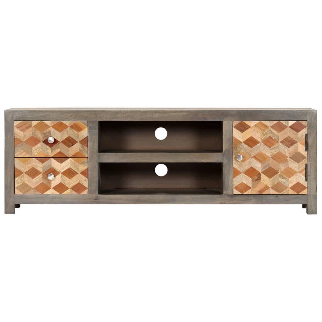 Tv-meubel 120x30x40 cm massief mangohout grijs is nu te koop bij PeponiXL, paradijselijk wonen!