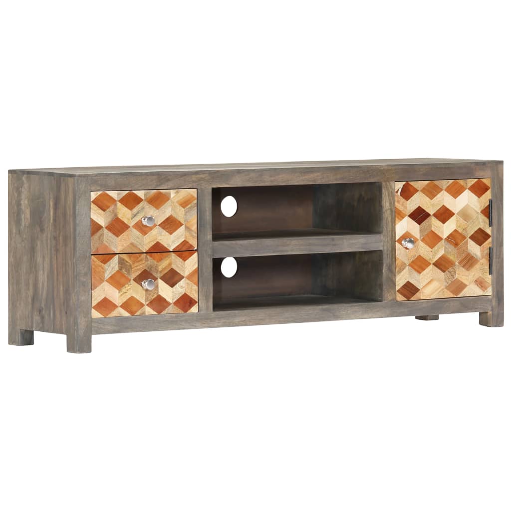 Tv-meubel 120x30x40 cm massief mangohout grijs is nu te koop bij PeponiXL, paradijselijk wonen!