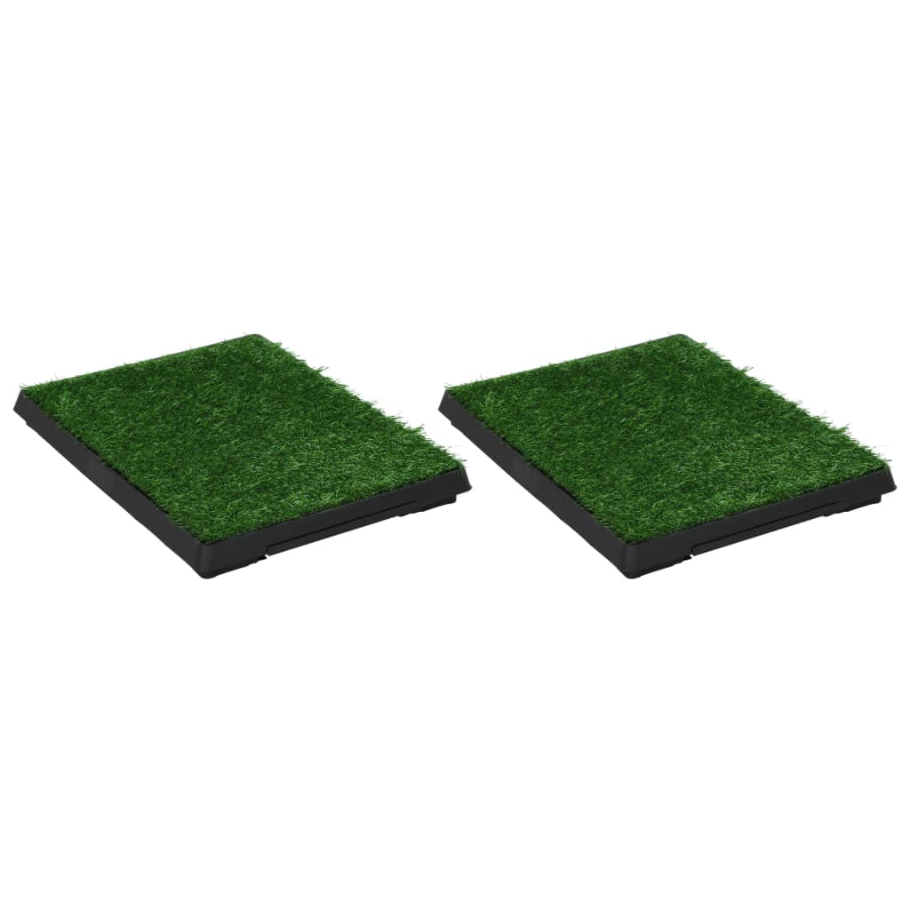 Huisdierentoiletten 2 st met bak en kunstgras 63x50x7 cm groen is nu te koop bij PeponiXL, paradijselijk wonen!