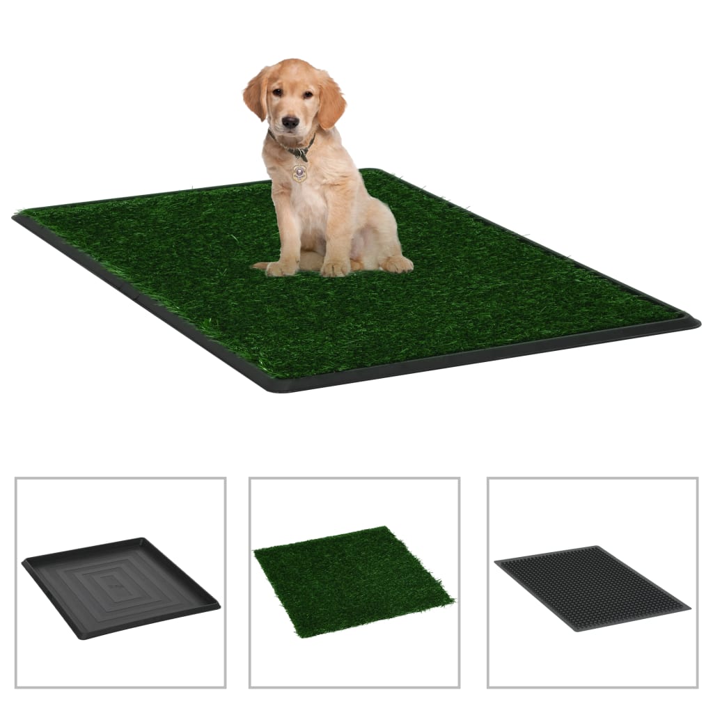 Huisdierentoilet met bak en kunstgras 64x51x3 cm groen is nu te koop bij PeponiXL, paradijselijk wonen!