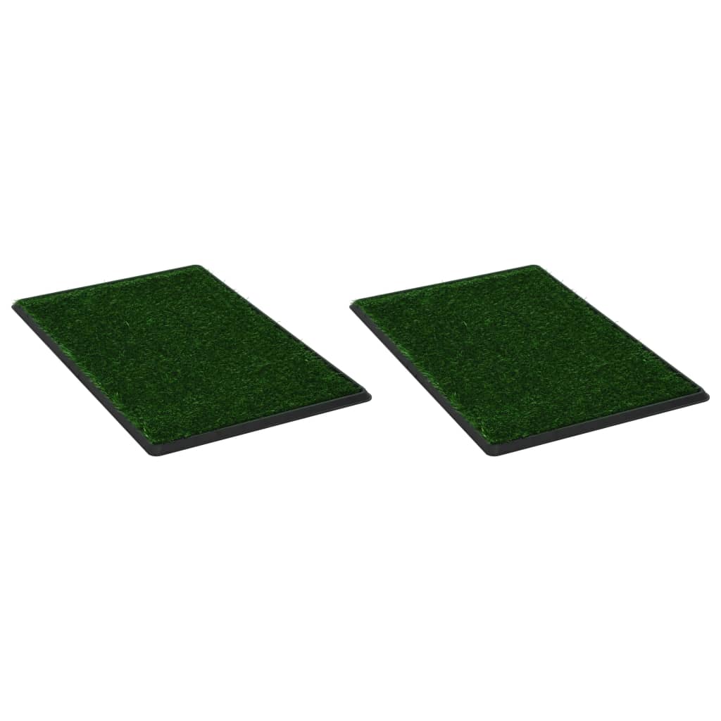 Huisdierentoiletten 2 st met bak en kunstgras 76x51x3 cm groen is nu te koop bij PeponiXL, paradijselijk wonen!