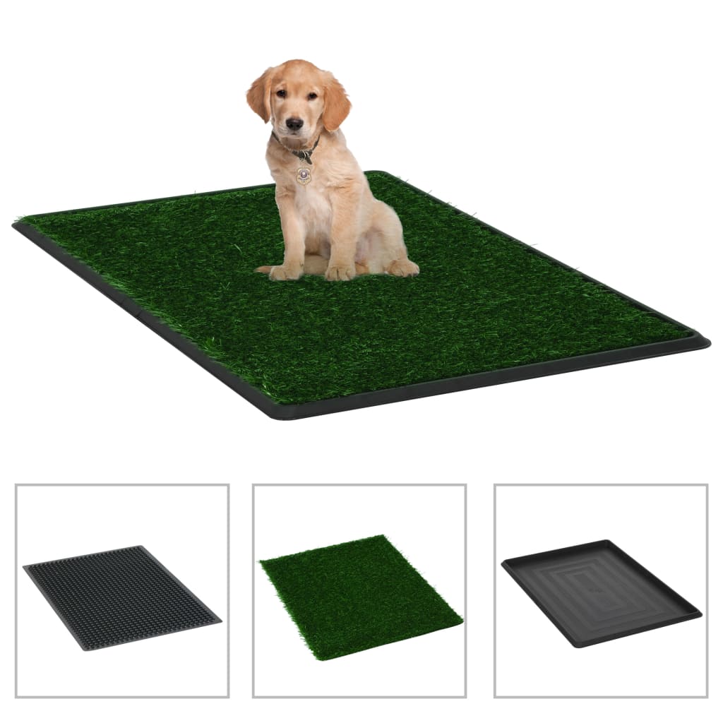 Huisdierentoiletten 2 st met bak en kunstgras 76x51x3 cm groen is nu te koop bij PeponiXL, paradijselijk wonen!
