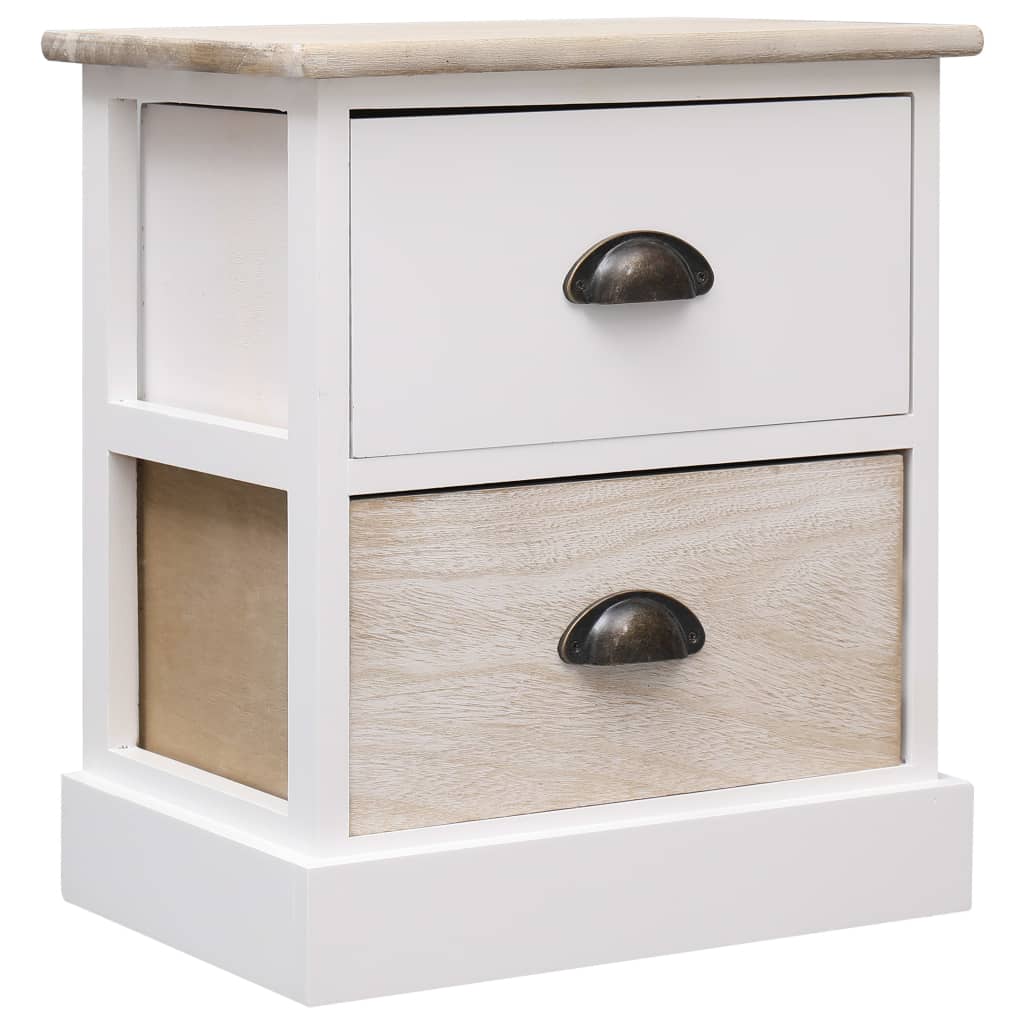 Nachtkastjes 2 st 38x28x45 cm paulowniahout wit en naturel is nu te koop bij PeponiXL, paradijselijk wonen!