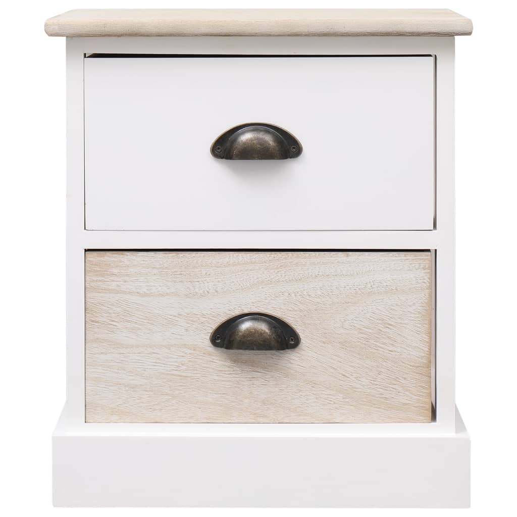 Nachtkastjes 2 st 38x28x45 cm paulowniahout wit en naturel is nu te koop bij PeponiXL, paradijselijk wonen!