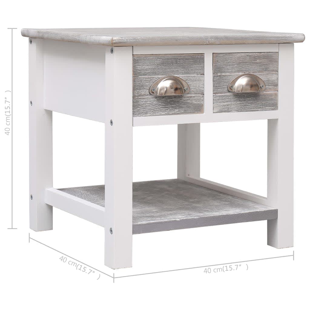 Bijzettafel 40x40x40 cm paulowniahout grijs is nu te koop bij PeponiXL, paradijselijk wonen!