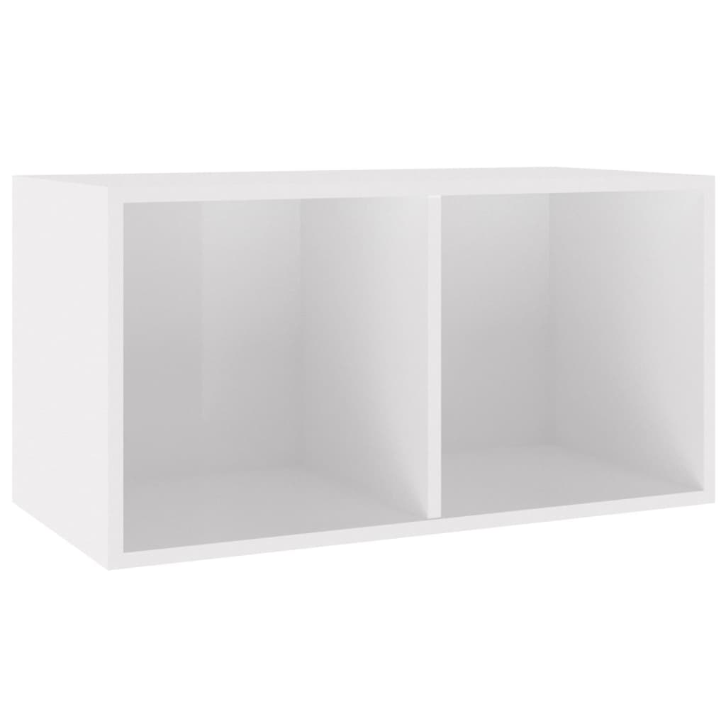 Opbergbox voor LP's 71x34x36 cm bewerkt hout hoogglans wit is nu te koop bij PeponiXL, paradijselijk wonen!
