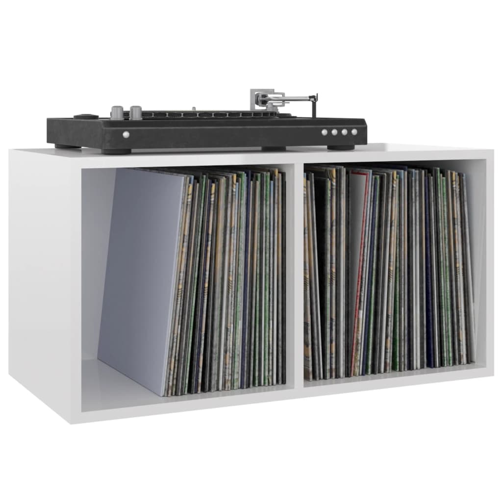 Opbergbox voor LP's 71x34x36 cm bewerkt hout hoogglans wit is nu te koop bij PeponiXL, paradijselijk wonen!