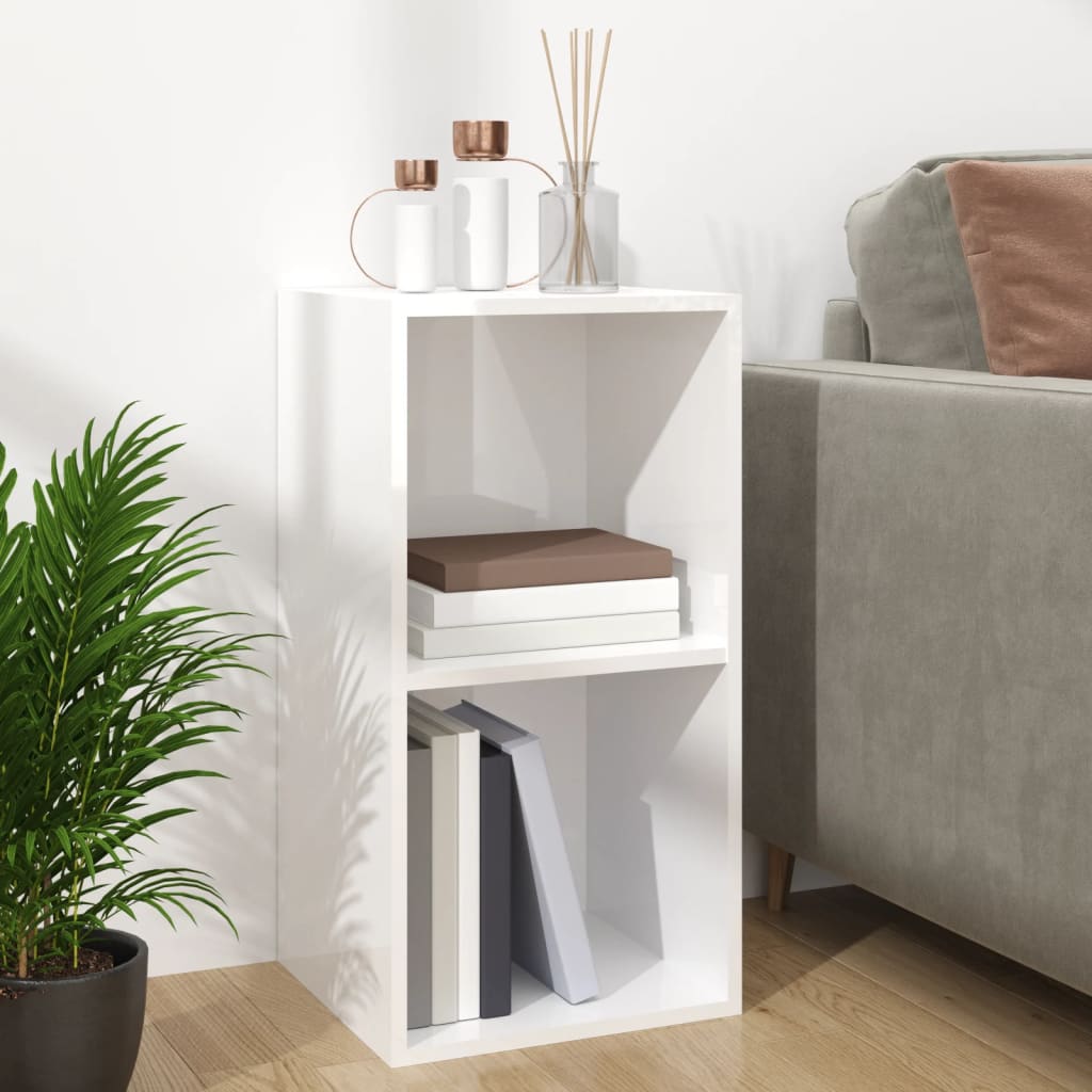 Opbergbox voor LP's 71x34x36 cm bewerkt hout hoogglans wit is nu te koop bij PeponiXL, paradijselijk wonen!