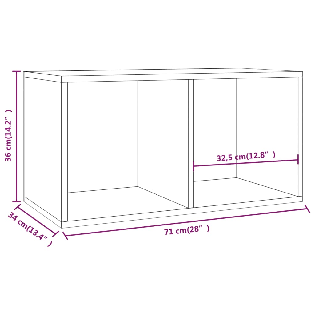 Opbergbox voor LP's 71x34x36 cm bewerkt hout hoogglans wit is nu te koop bij PeponiXL, paradijselijk wonen!