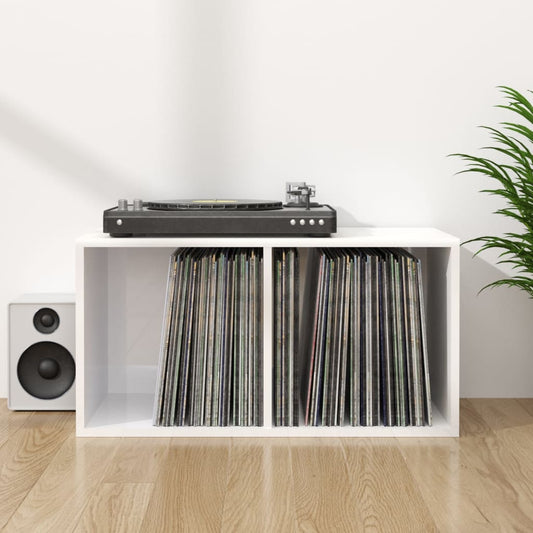 Opbergbox voor LP's 71x34x36 cm bewerkt hout hoogglans wit is nu te koop bij PeponiXL, paradijselijk wonen!