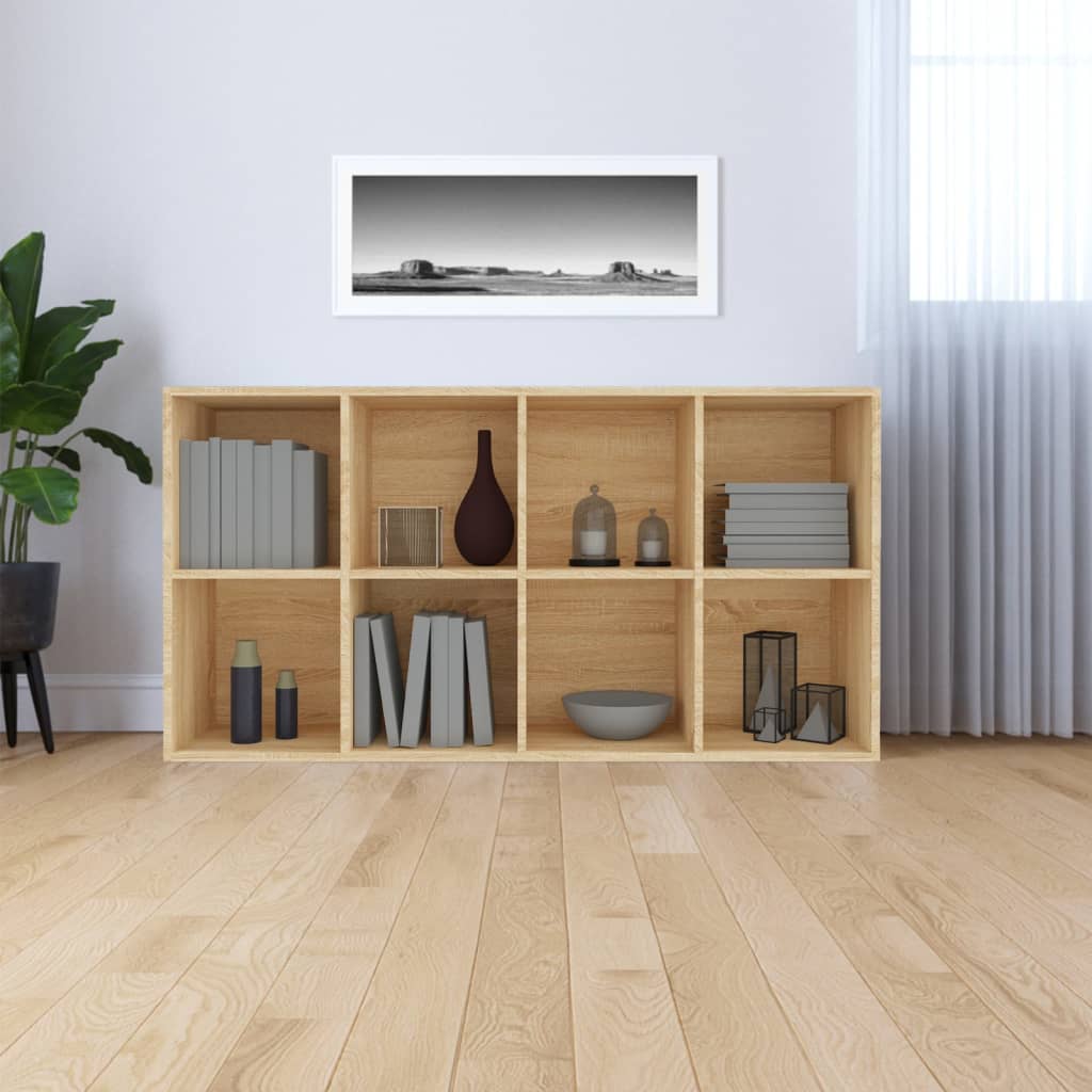 Boekenkast/dressoir 66x30x130 cm bewerkt hout sonoma eikenkleur is nu te koop bij PeponiXL, paradijselijk wonen!