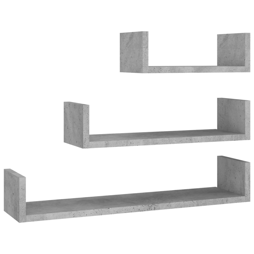 Wandschappen 3 st bewerkt hout betongrijs is nu te koop bij PeponiXL, paradijselijk wonen!