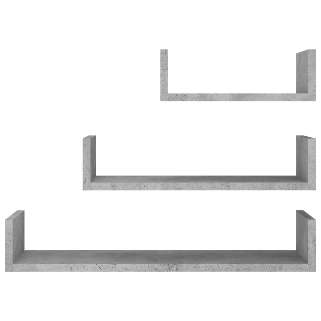 Wandschappen 3 st bewerkt hout betongrijs is nu te koop bij PeponiXL, paradijselijk wonen!