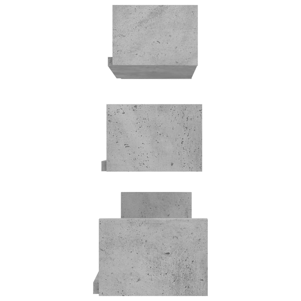 Wandschappen 3 st bewerkt hout betongrijs is nu te koop bij PeponiXL, paradijselijk wonen!