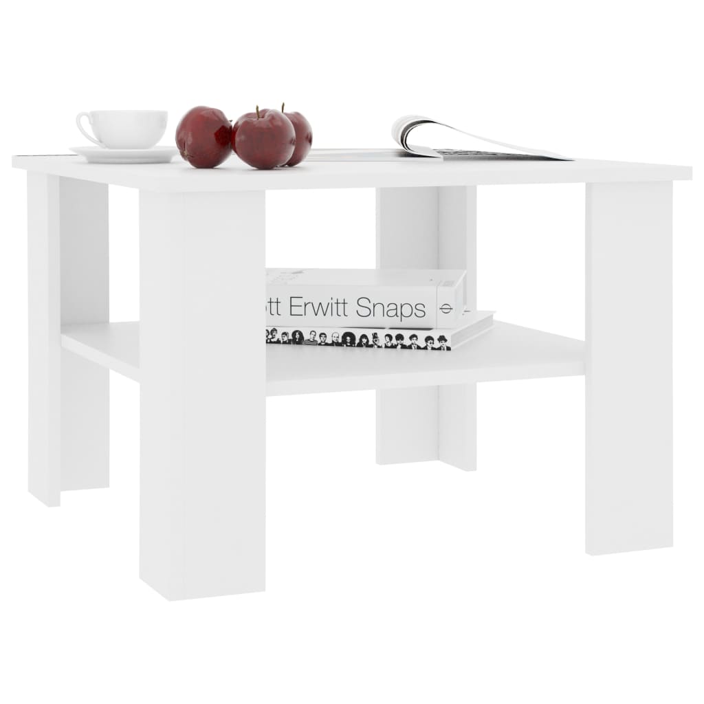 Salontafel 60x60x42 cm bewerkt hout wit is nu te koop bij PeponiXL, paradijselijk wonen!