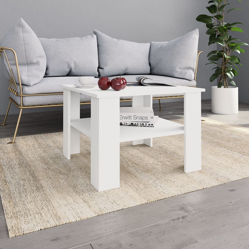 Salontafel 60x60x42 cm bewerkt hout wit is nu te koop bij PeponiXL, paradijselijk wonen!